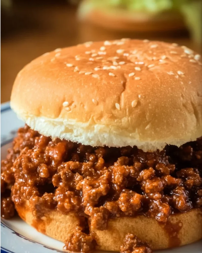 A plate of homemade Sloppy Joes served with a side of fries