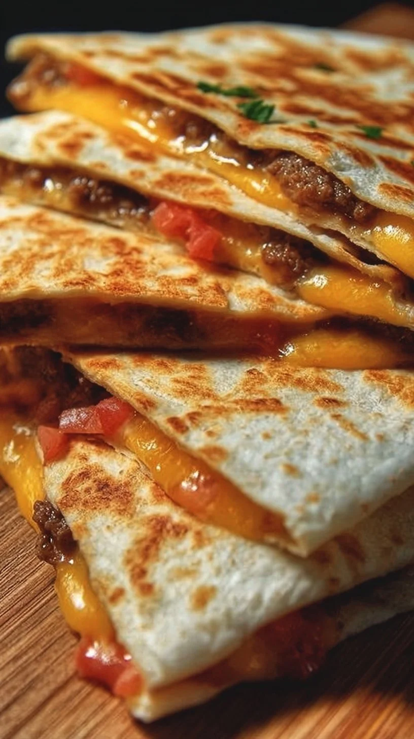 Delicious Smashburger Quesadillas served with toppings