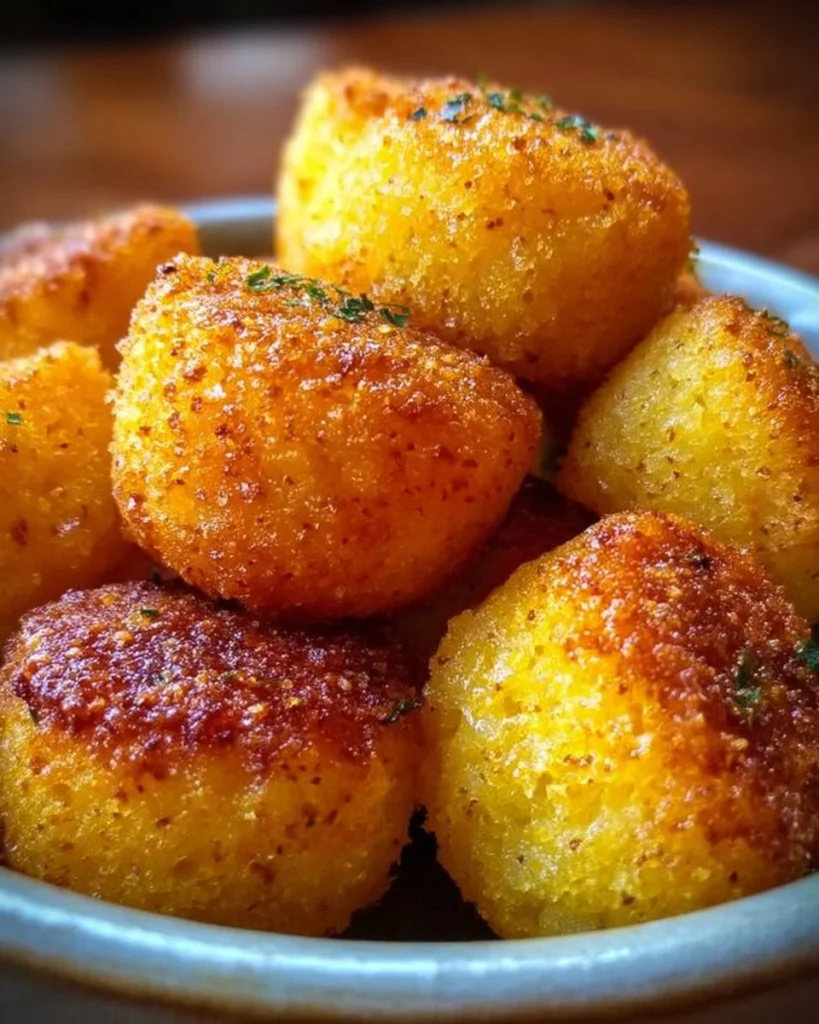 Southern-style honey butter cornbread poppers served on a plate.
