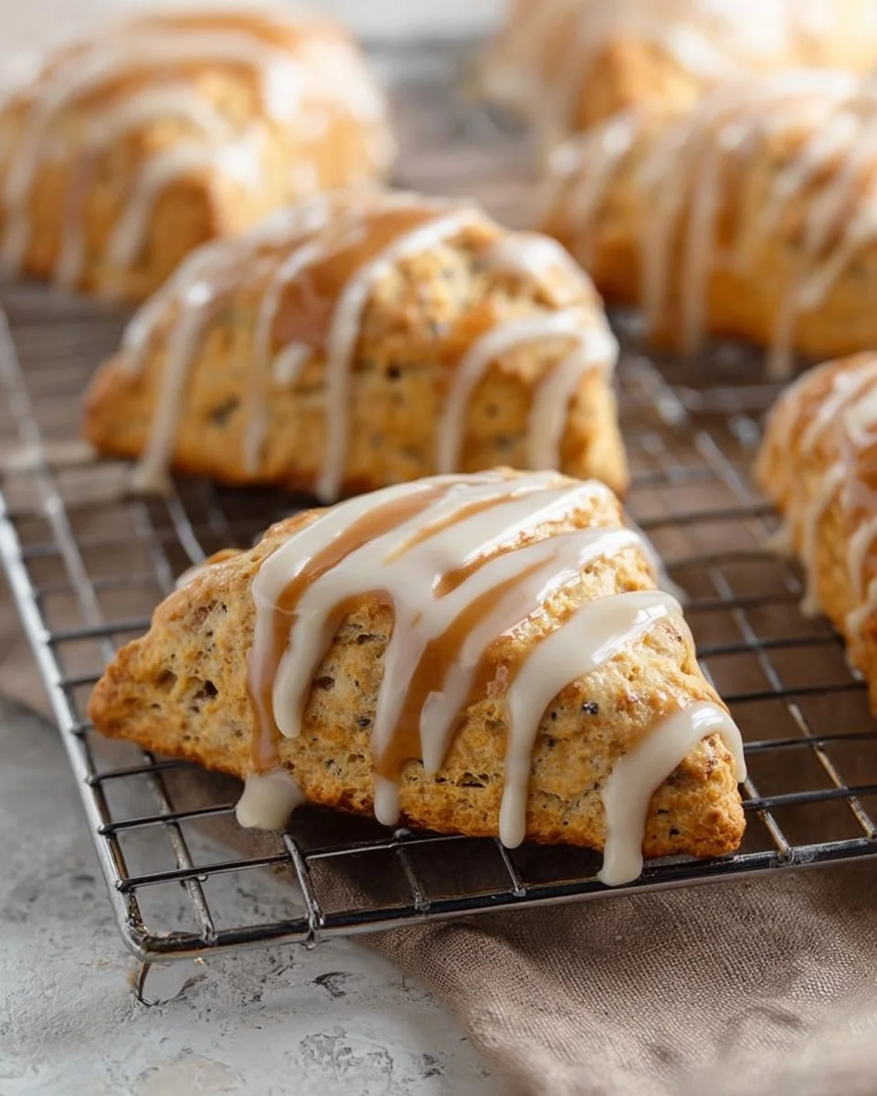 Freshly baked spiced pumpkin scones with autumn spices