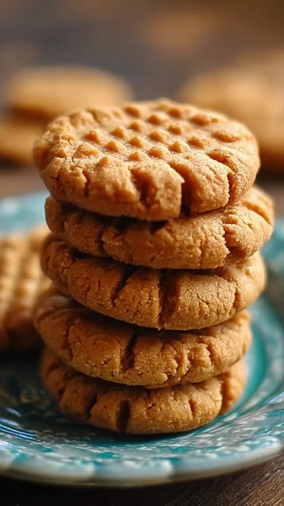 A plate of delicious sugar-free peanut butter cookies, perfect for a healthy snack.