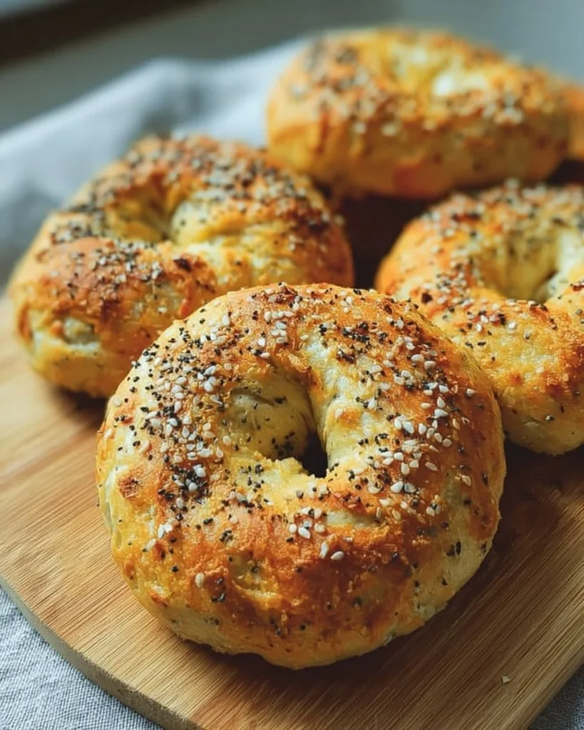 Tasty cottage cheese almond flour bagels topped and ready to serve