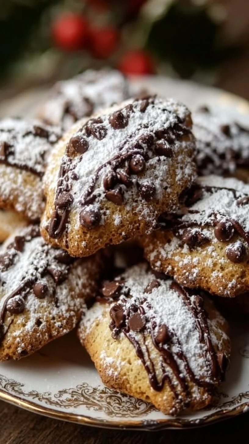 Delicious homemade cannoli cookies on a wooden table