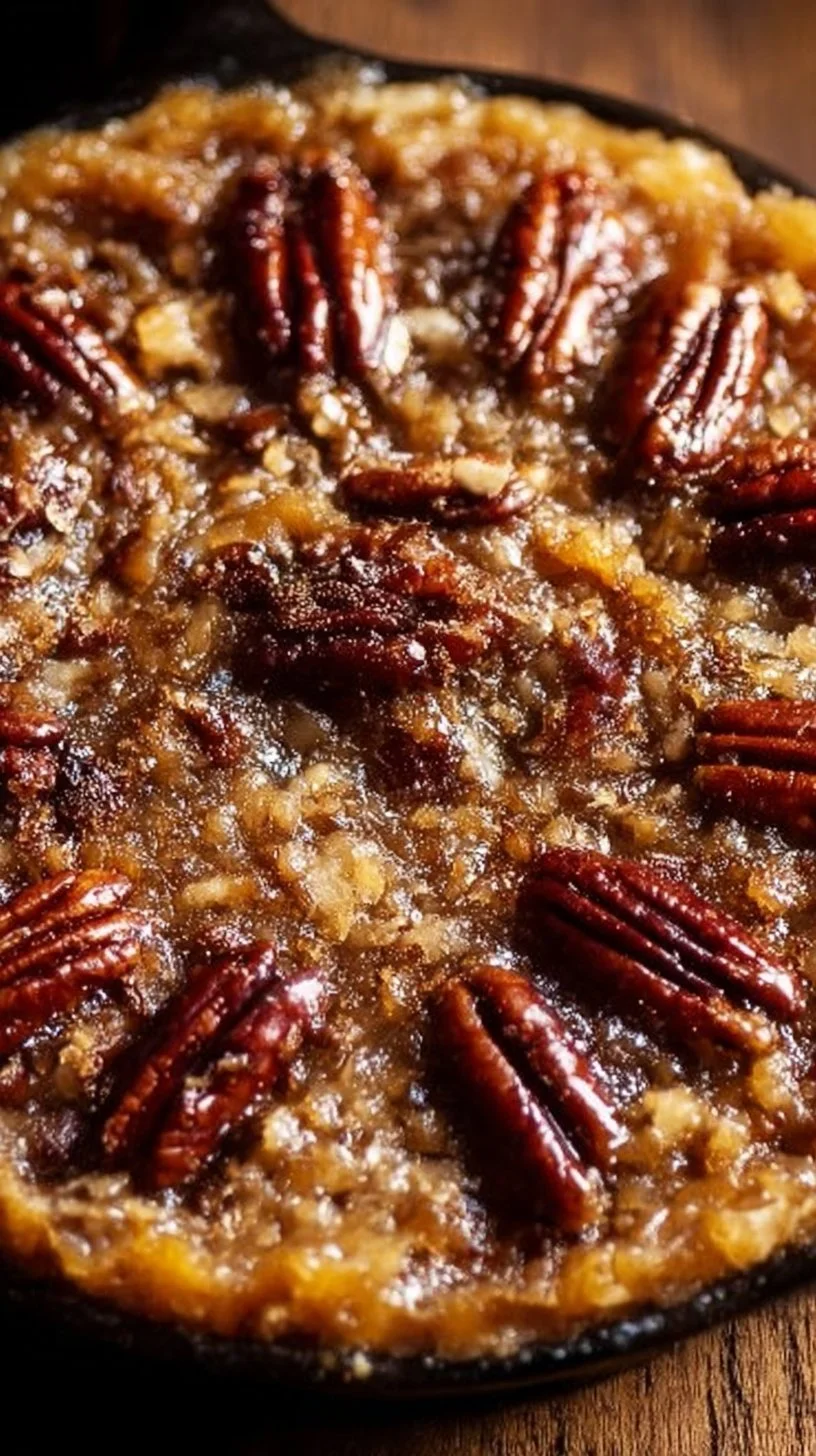Delicious pecan pie dump cake served on a plate