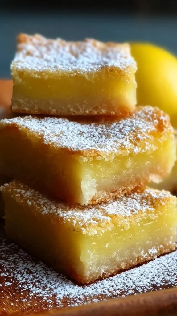 Delicious two-ingredient lemon bars on a plate, showcasing their bright yellow color.
