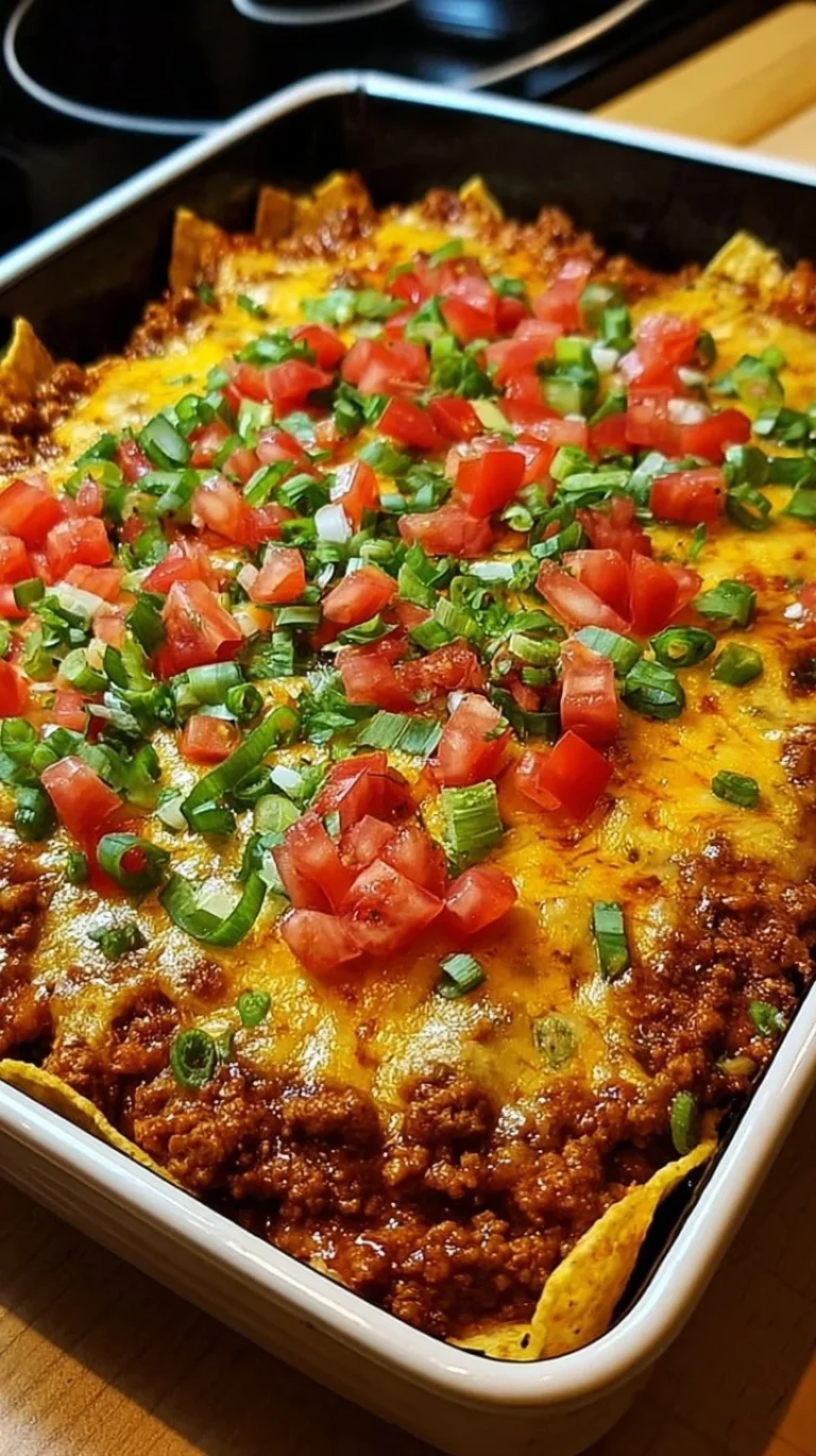 Delicious Walking Taco Casserole served with toppings
