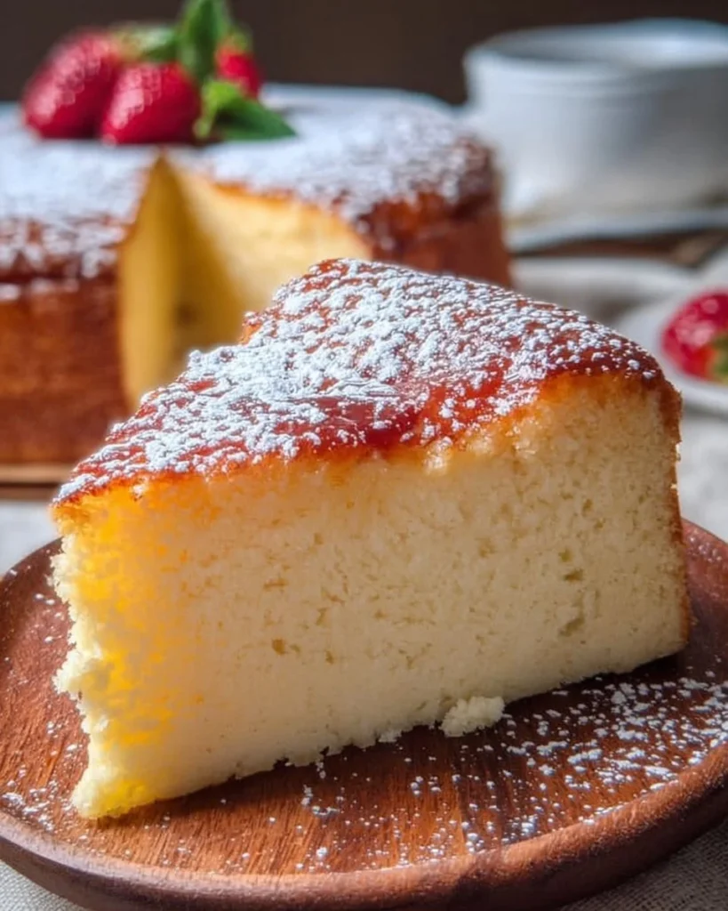 3-ingredient creamy yogurt cake topped with fresh fruits