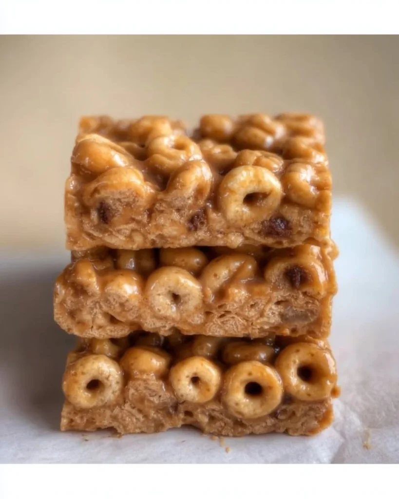 3-ingredient Peanut Butter Cheerio Bars ready to serve as a healthy snack