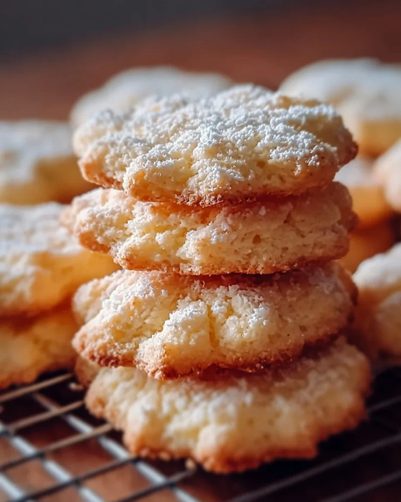 Almond Cloud Cookies baked to perfection with a light and fluffy texture.