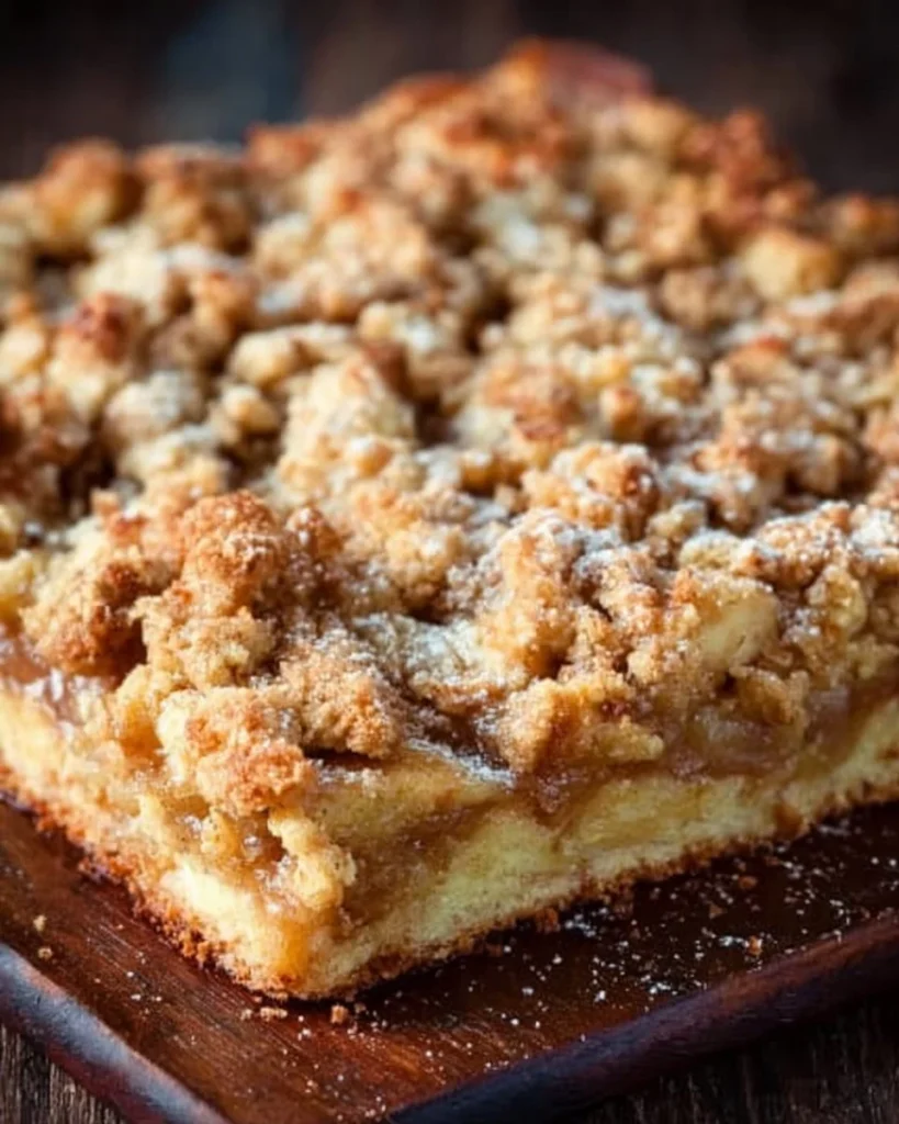 Delicious Apple Crumb Slab Pie with spiced apple filling and crumb topping