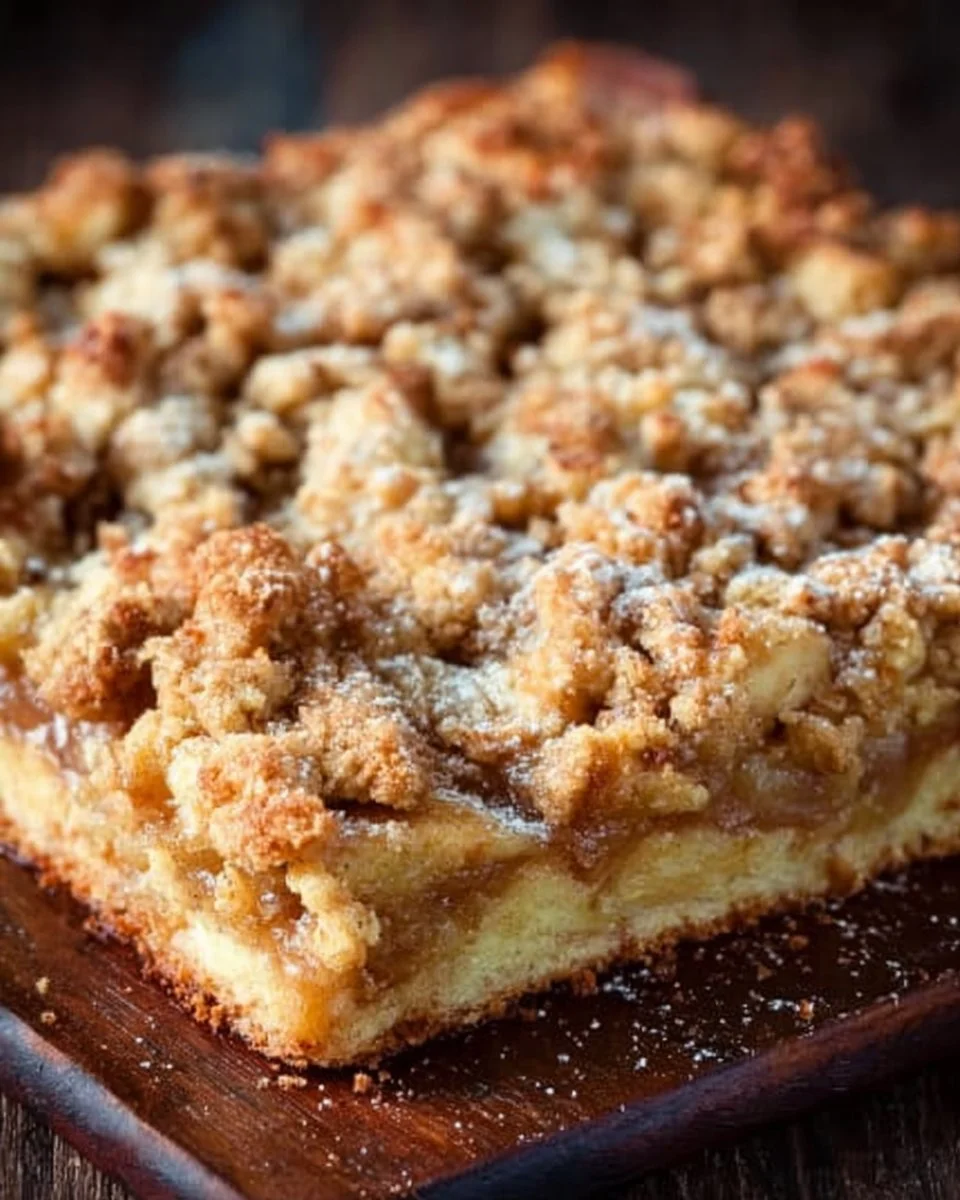 Delicious Apple Crumb Slab Pie with spiced apple filling and crumb topping