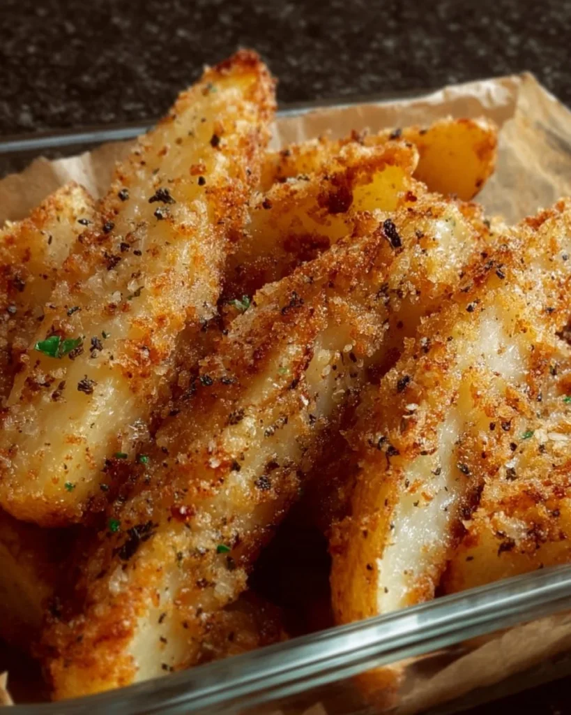 Crispy Baked Garlic Parmesan Potato Wedges topped with fresh herbs and cheese