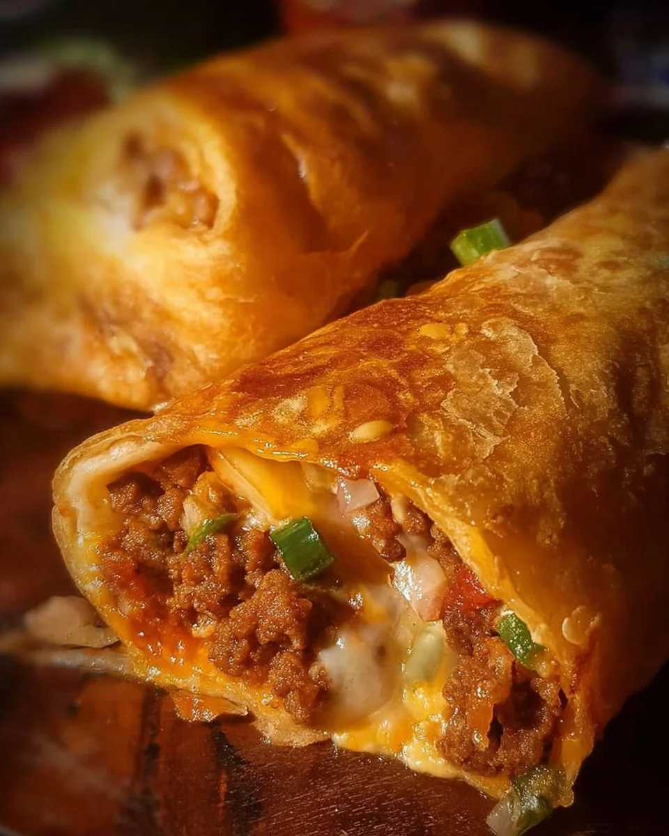 Delicious Beef and Cheese Chimichanga served with salsa and guacamole