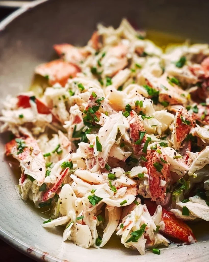 Delicious bowl of best crab salad with fresh ingredients