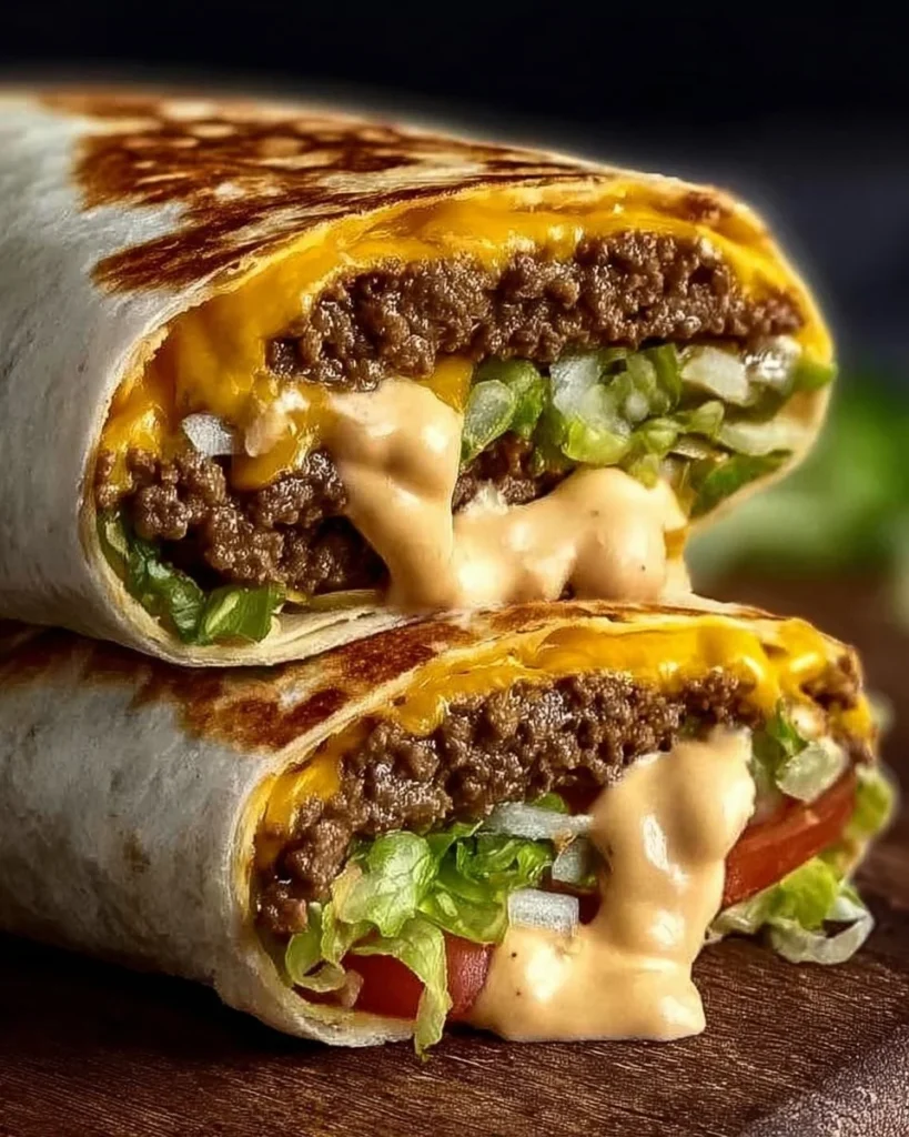 Big Mac Wraps with fresh ingredients and sauces served on a plate