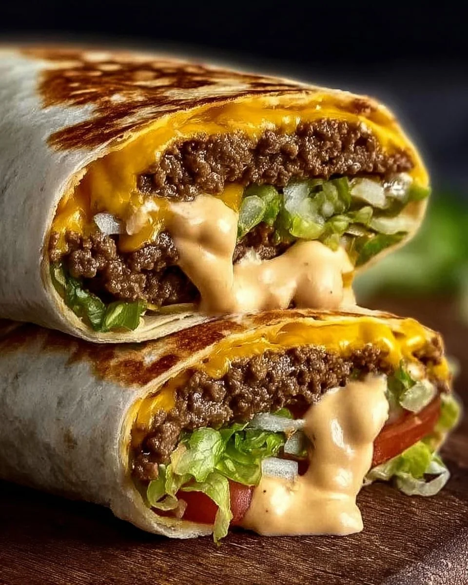 Big Mac Wraps with fresh ingredients and sauces served on a plate