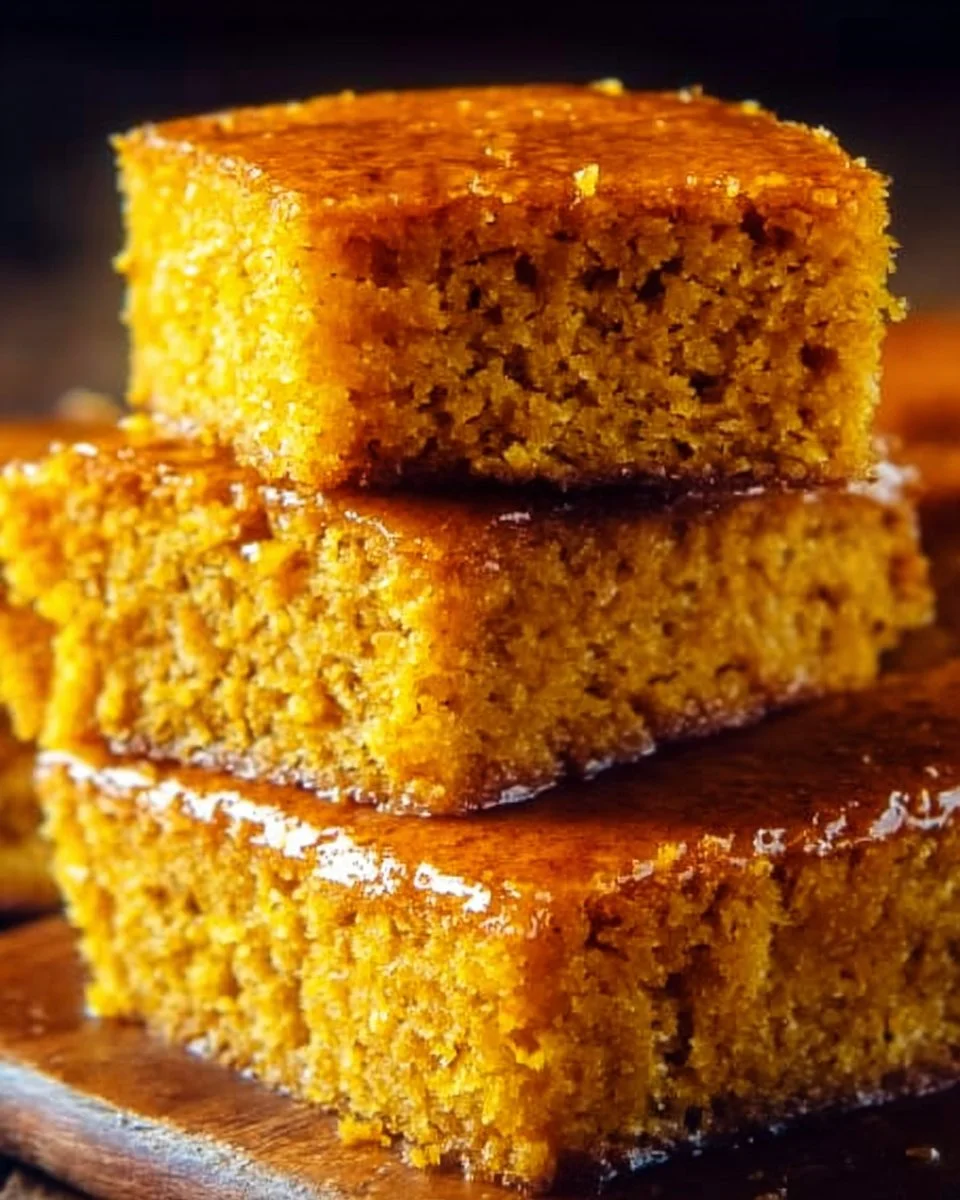 Delicious Brown Sugar Sweet Potato Cornbread served on a wooden table
