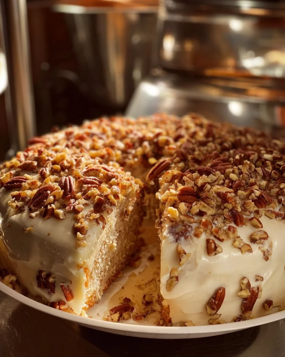 Delicious Butter Pecan Pound Cake served on a white plate with pecans