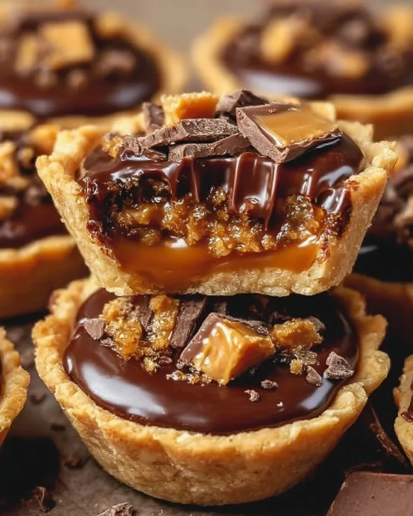 Delicious Butterfinger Caramel Crunch Mini Pies ready to be enjoyed
