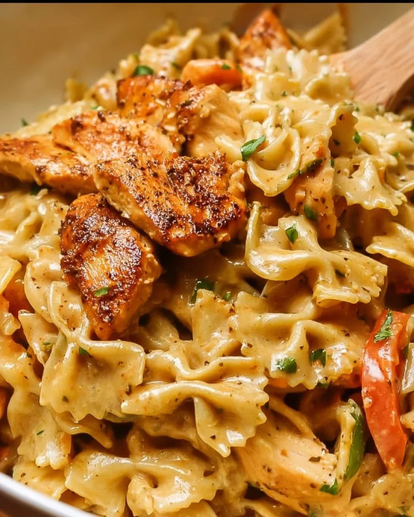 Delicious Cajun Chicken Pasta served with fresh ingredients and a creamy sauce