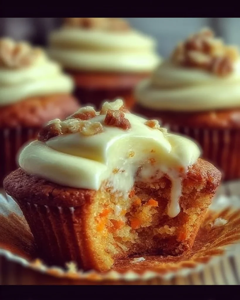 Delicious Carrot Cream Cheese Cupcakes with cream cheese frosting