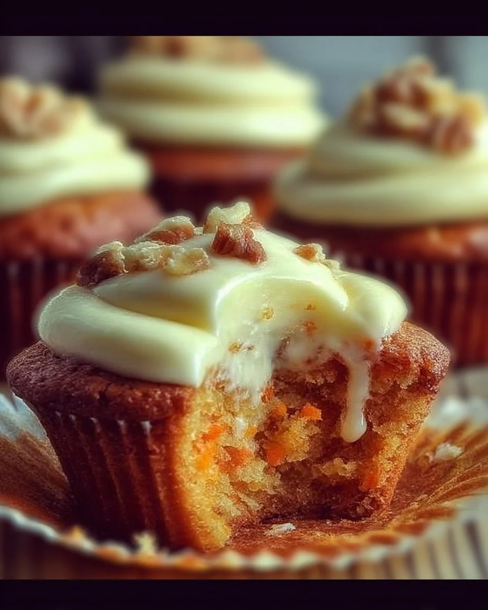 Delicious Carrot Cream Cheese Cupcakes with cream cheese frosting