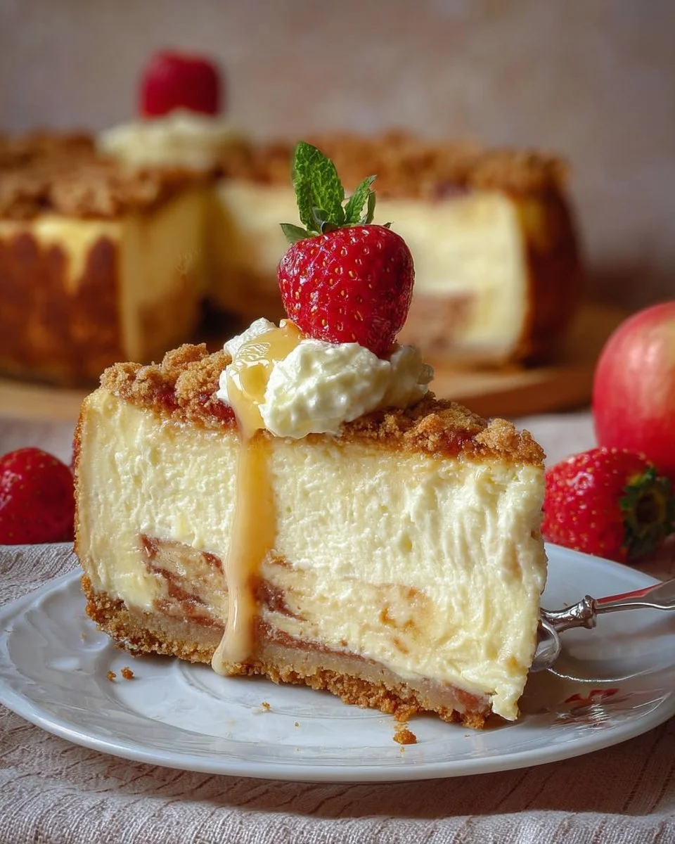 Delicious slice of classic cheesecake topped with fresh berries