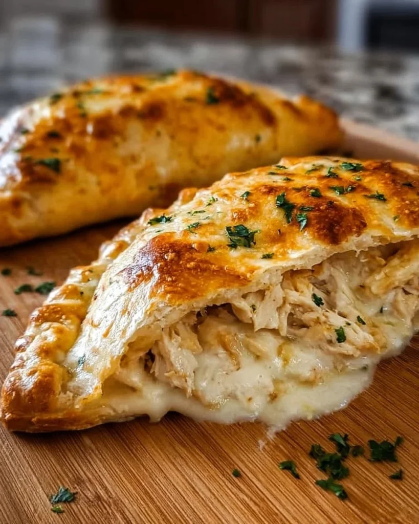 Delicious Chicken Alfredo Air Fryer Calzones on a plate ready to be served