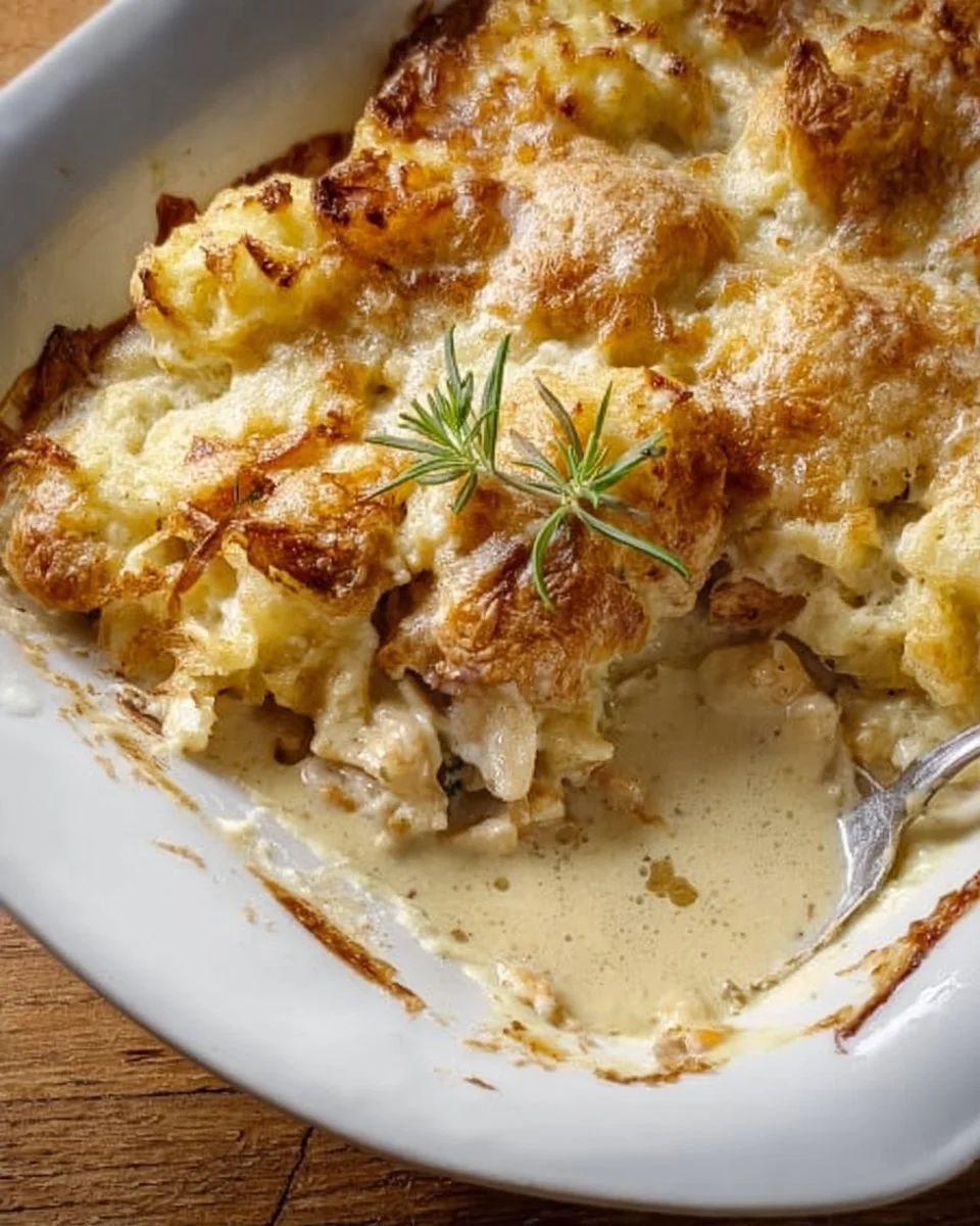 Delicious Chicken Dumpling Casserole served in a baking dish