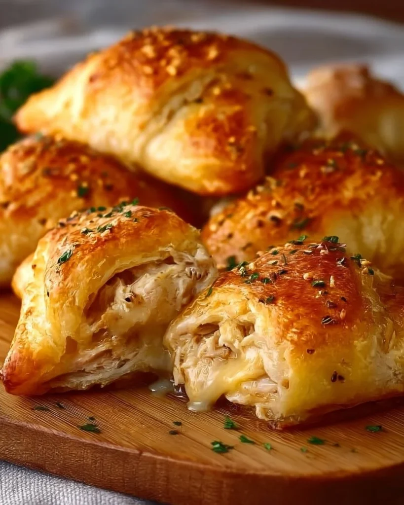 Delicious chicken stuffed crescent rolls on a plate, ready to serve