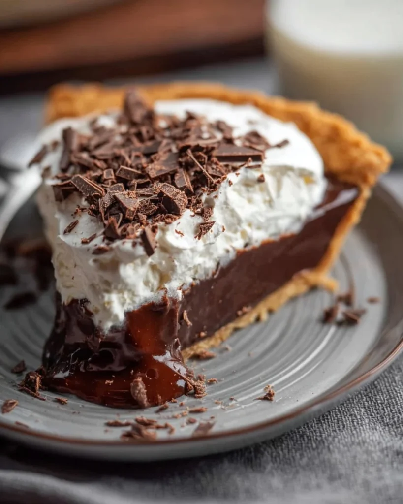 Delicious homemade Chocolate Cream Pie with whipped cream topping