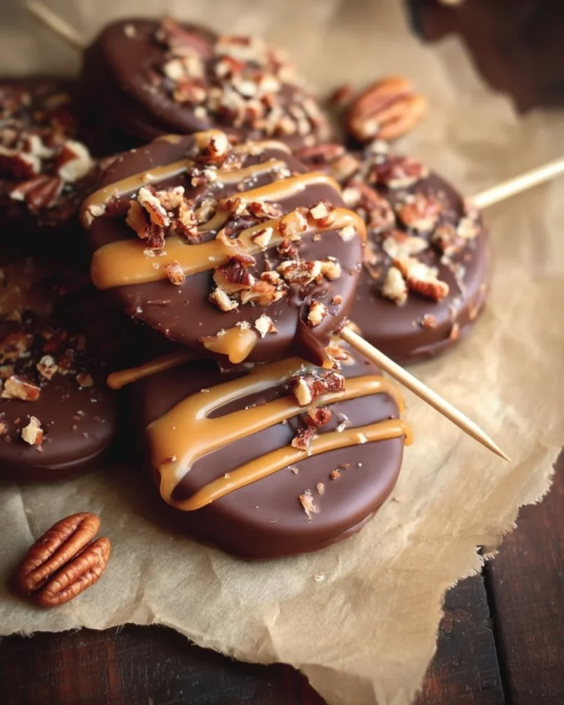Chocolate Turtle Apple Slices drizzled with caramel and chocolate