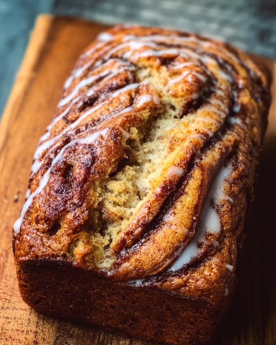 Delicious cinnamon swirl banana bread loaf fresh out of the oven