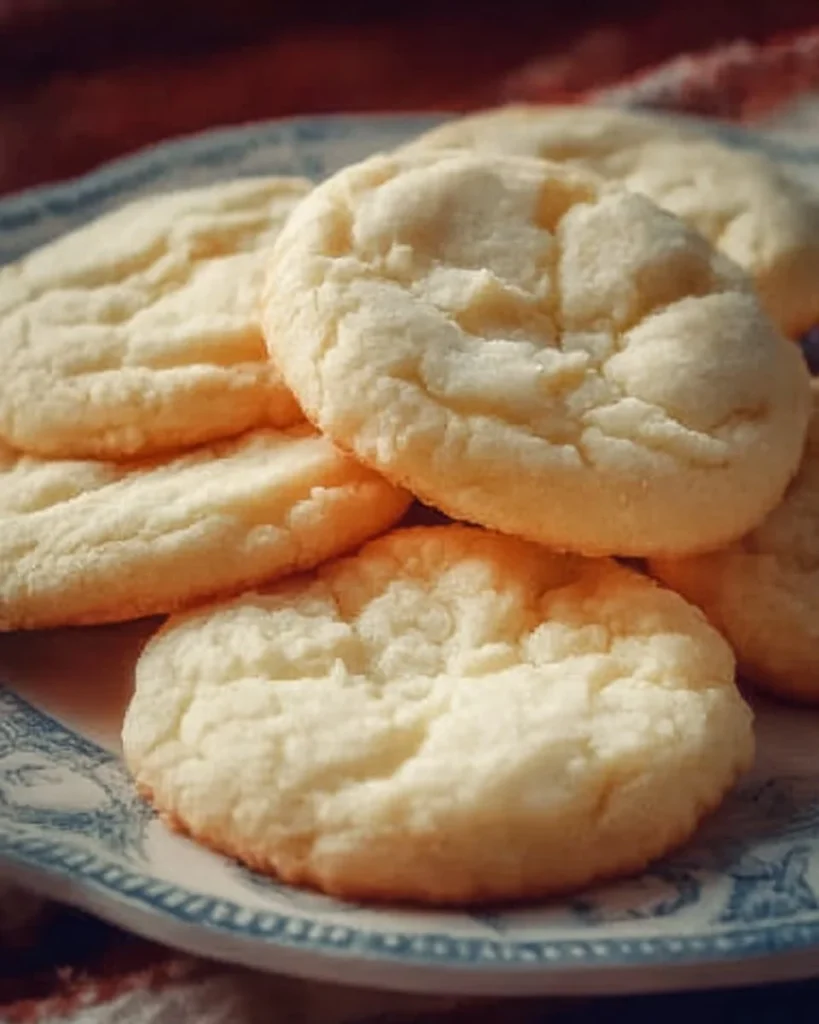 Plate of classic Amish sugar cookies with a rustic background