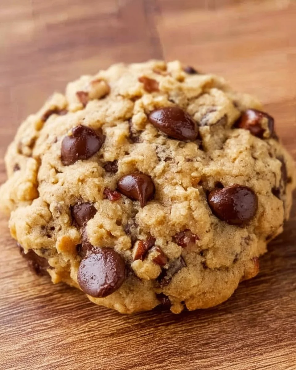 Plate of homemade Cowboy Cookies with chocolate chips and nuts