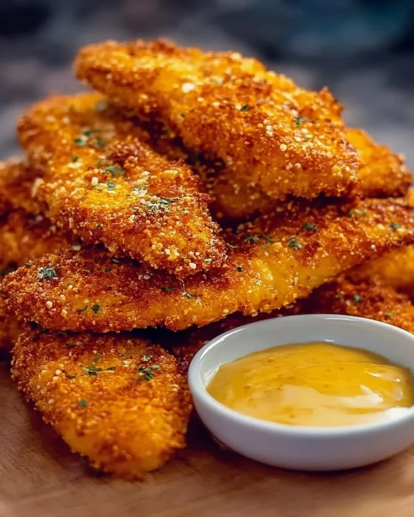 Delicious Crack Chicken Tenders served with dipping sauce