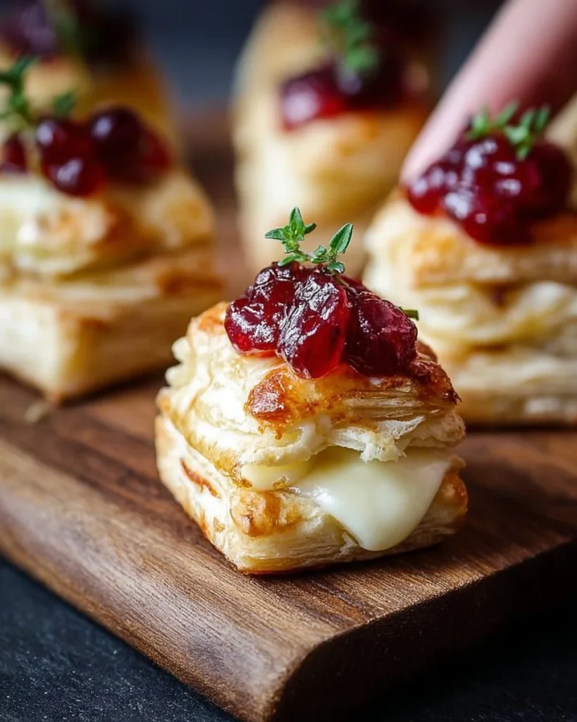 Platter of delicious cranberry brie bites ready to serve.