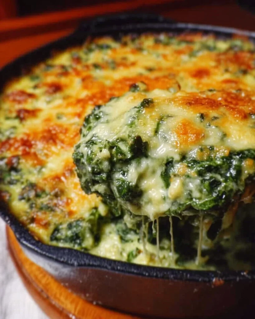 Creamed spinach casserole made with fresh spinach and creamy sauce