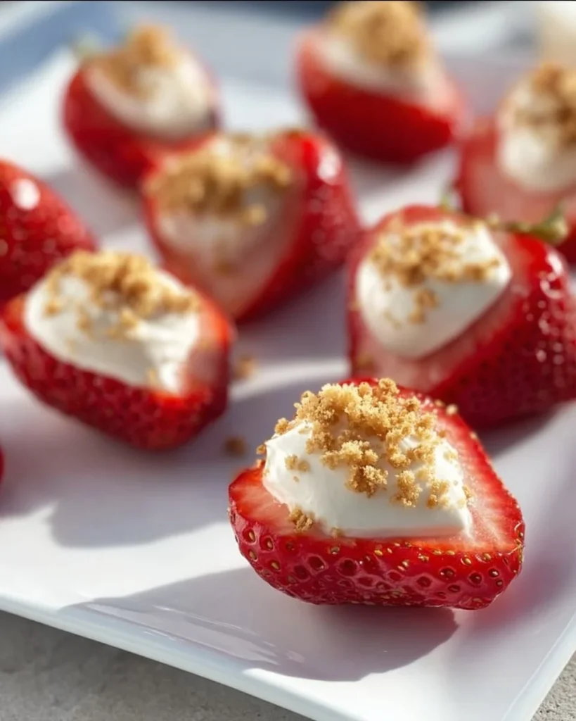 Delicious deviled strawberries dessert with cream filling