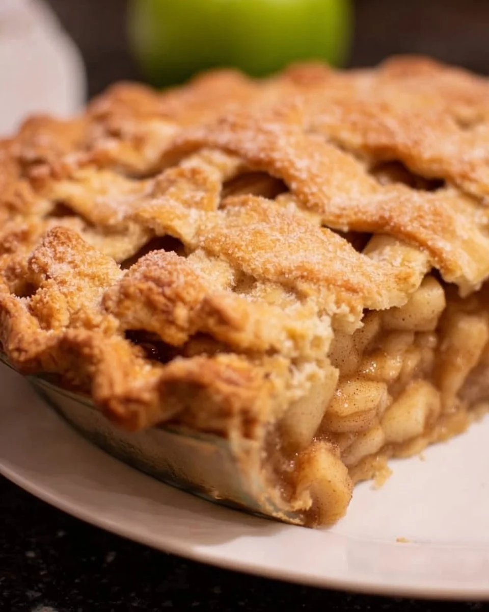Homemade Dutch Apple Pie with a golden crust and apple filling