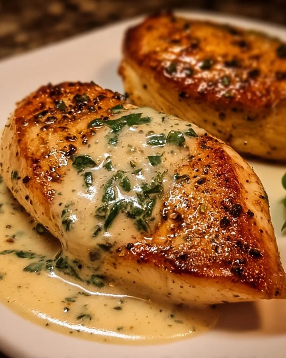 Easy chicken dish topped with creamy Boursin sauce for a delightful meal.