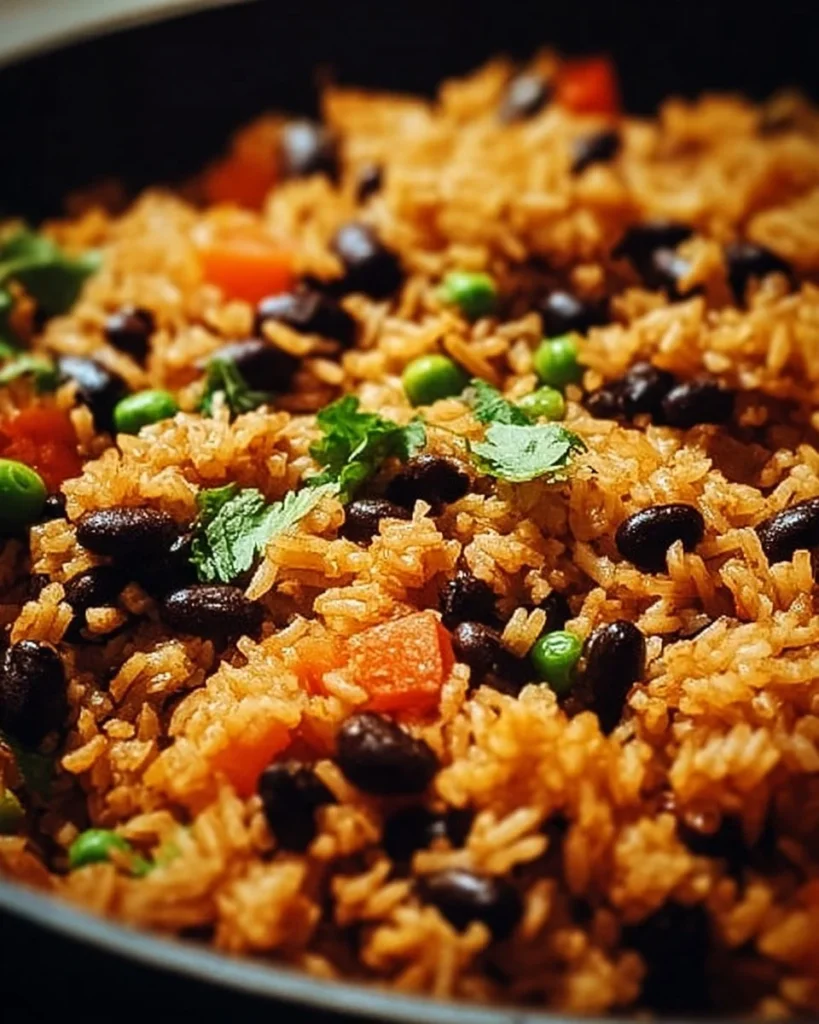 Easy one-pot rice and beans recipe in a colorful bowl