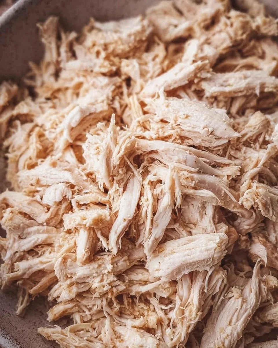 Plate of easy shredded chicken for tacos and salads