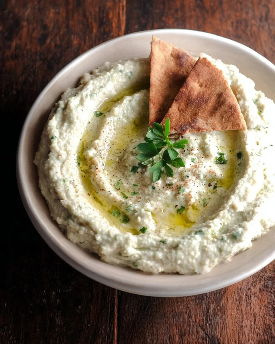 Delicious Garlic Basil White Bean Hummus served with fresh vegetables
