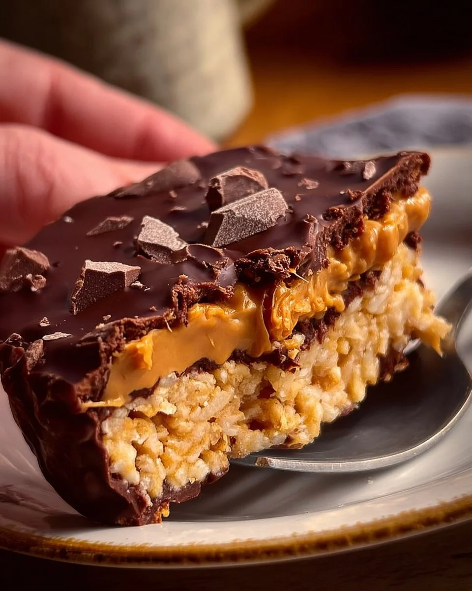 Giant Crunchy Peanut Butter Cup Rice Cake topped with chocolate and peanut butter