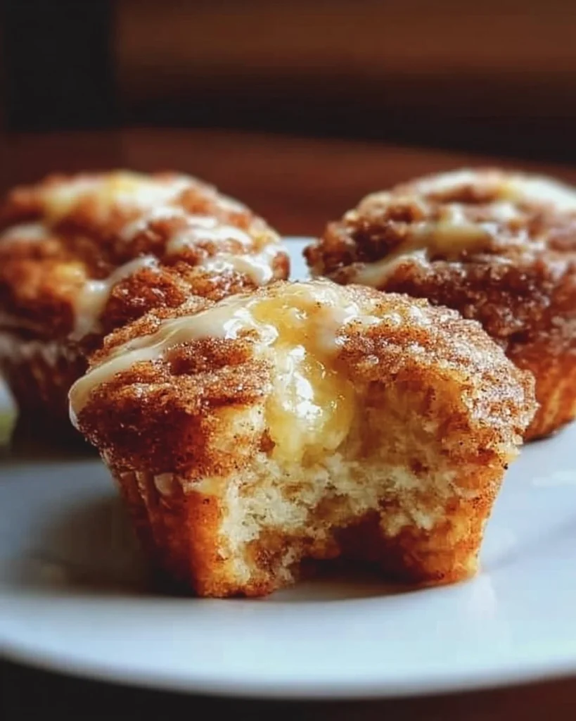 Delicious gooey cinnamon cream cheese muffins fresh from the oven.