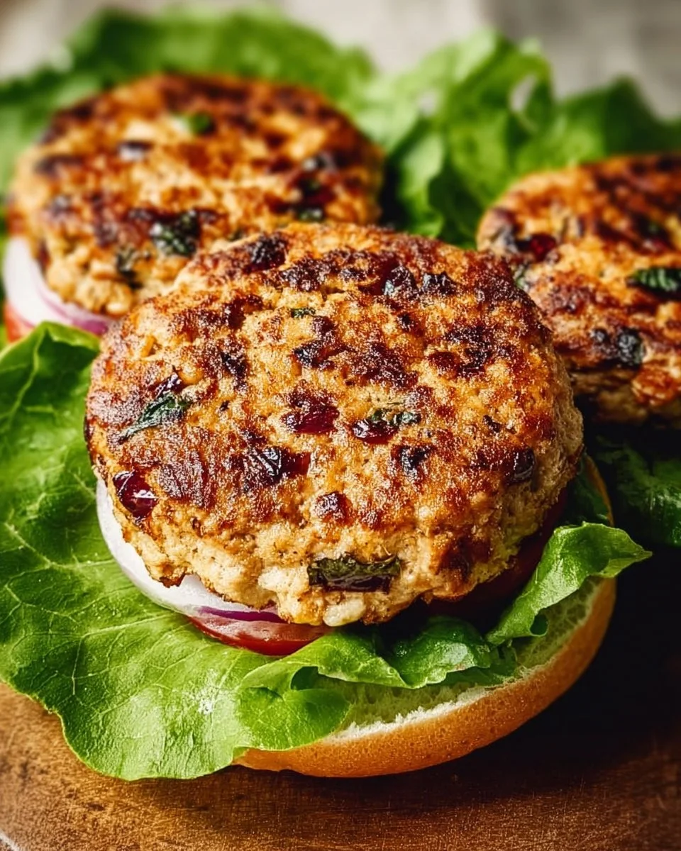 Healthy Greek chicken burgers on a plate with fresh vegetables