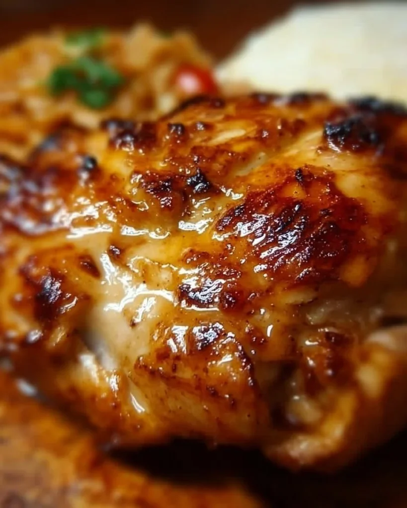 Plate of homemade crazy chicken served with vegetables and herbs