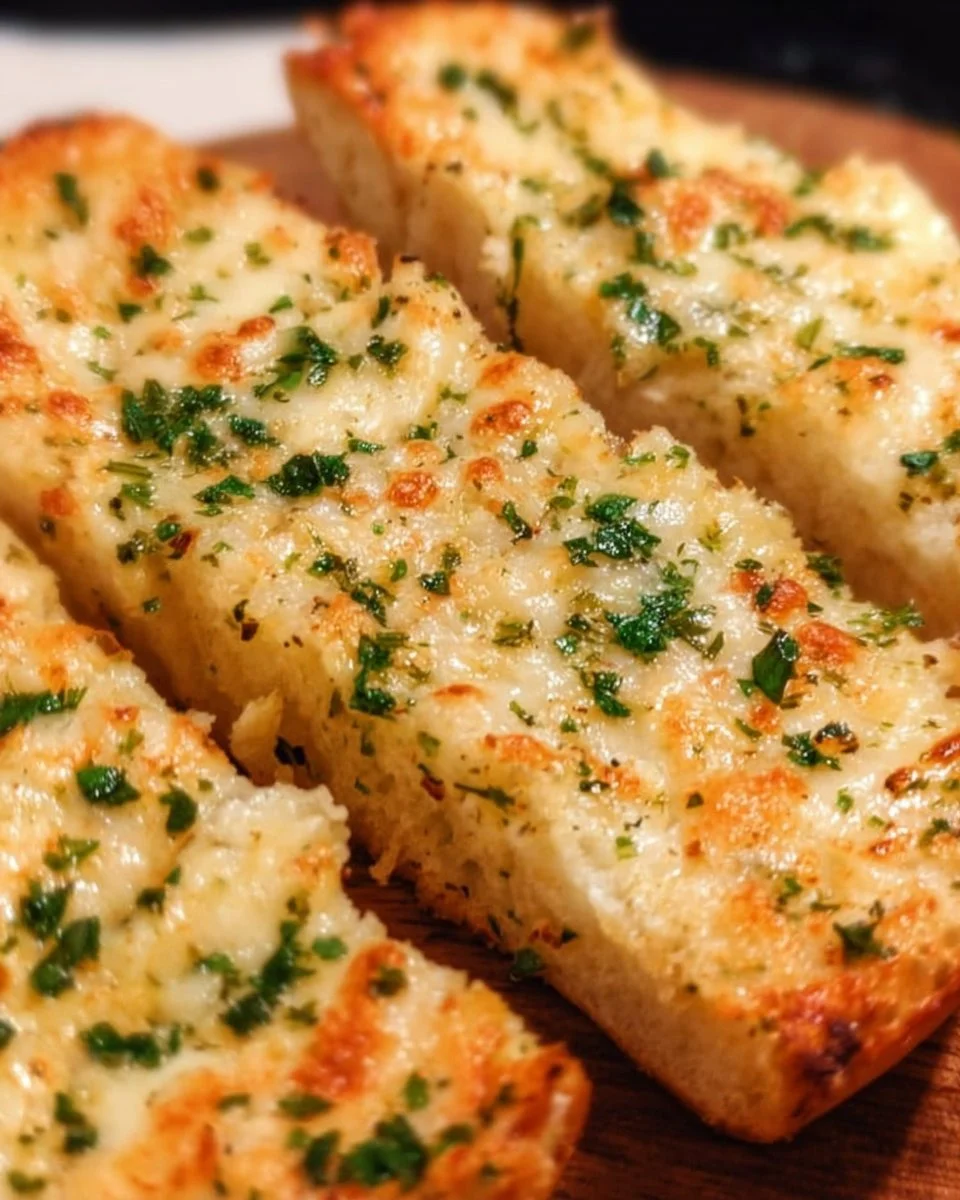 Delicious homemade garlic bread freshly baked and ready to serve.