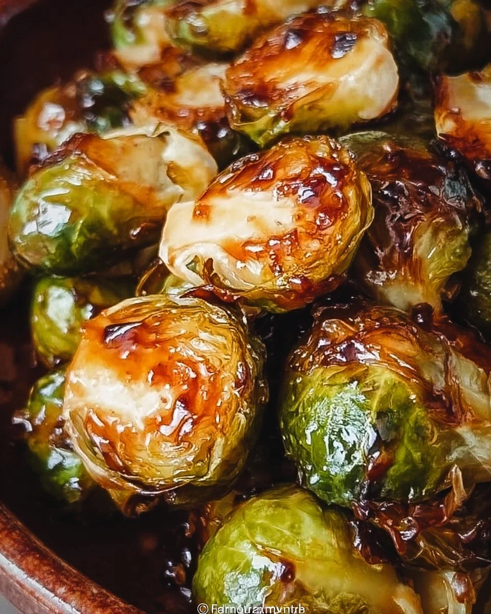 Honey Balsamic Brussels Sprouts roasted with a sweet glaze